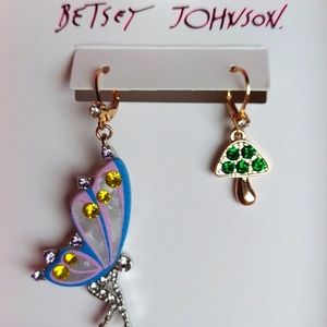 Betsey Johnson Spring Fairy Garden Mushroom Earrings